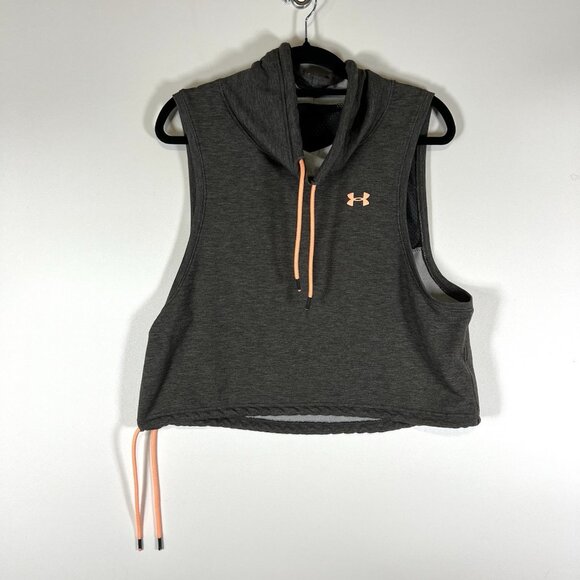 Under Armour Gray Funnel Neck Sleeveless Sweatshirt Loose Fit Womens Sz‎ Large - Picture 1 of 10